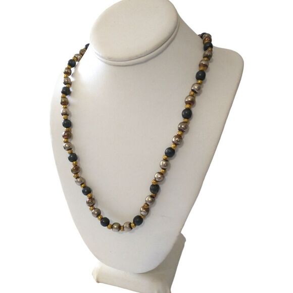 Metal Bead Chain Necklace Mixed Metals HEAVY Strand Biker Rocker Fairy Grunge - Picture 7 of 16